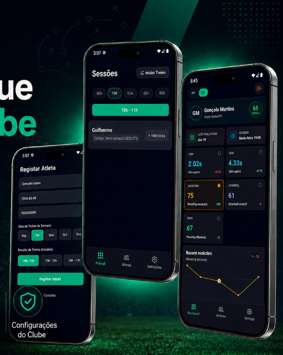 Footzy application screens